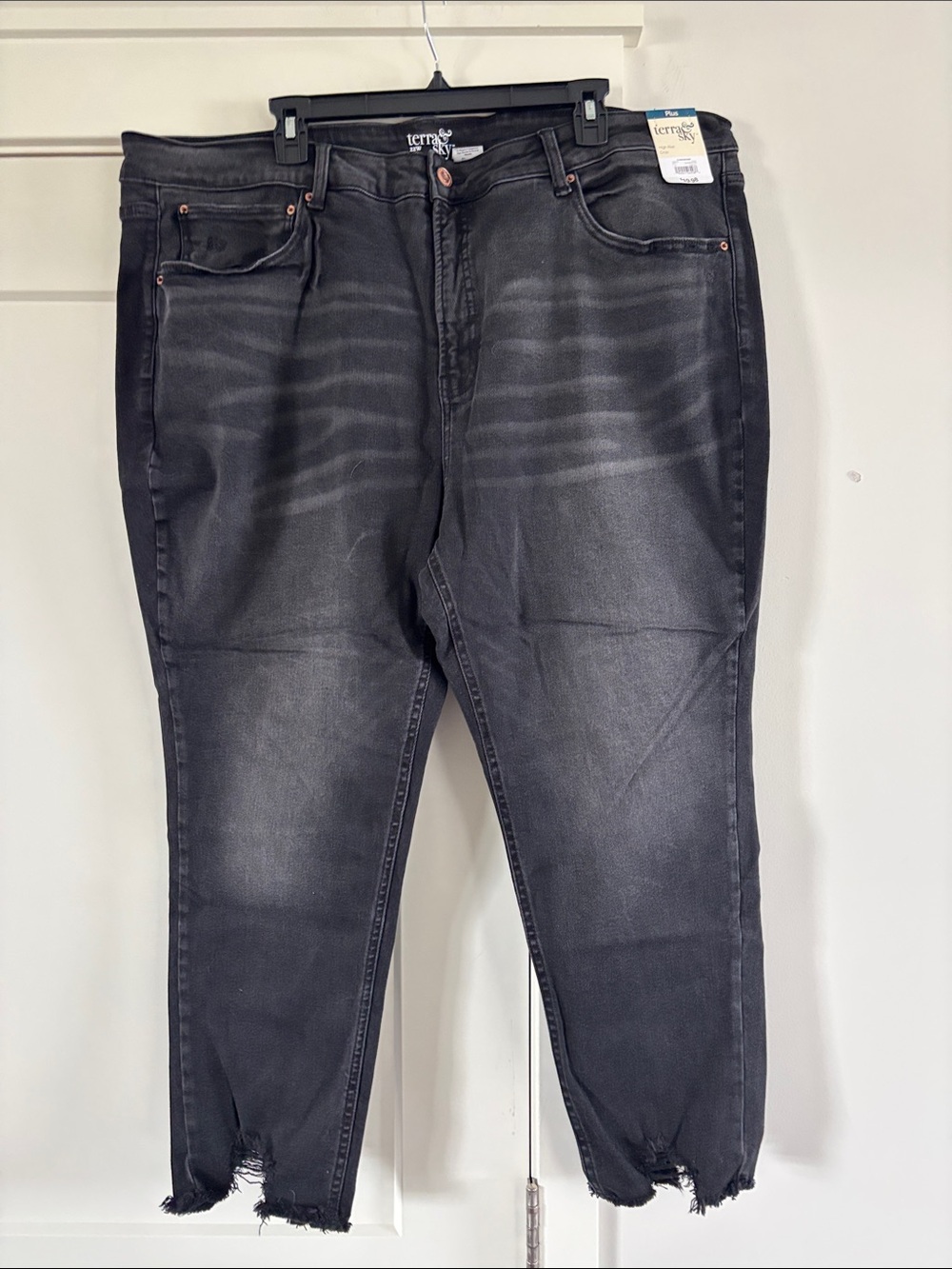 Terra & Sky Men’s Black Washed Slim Straight Jeans